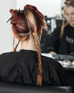 Red copper hair section